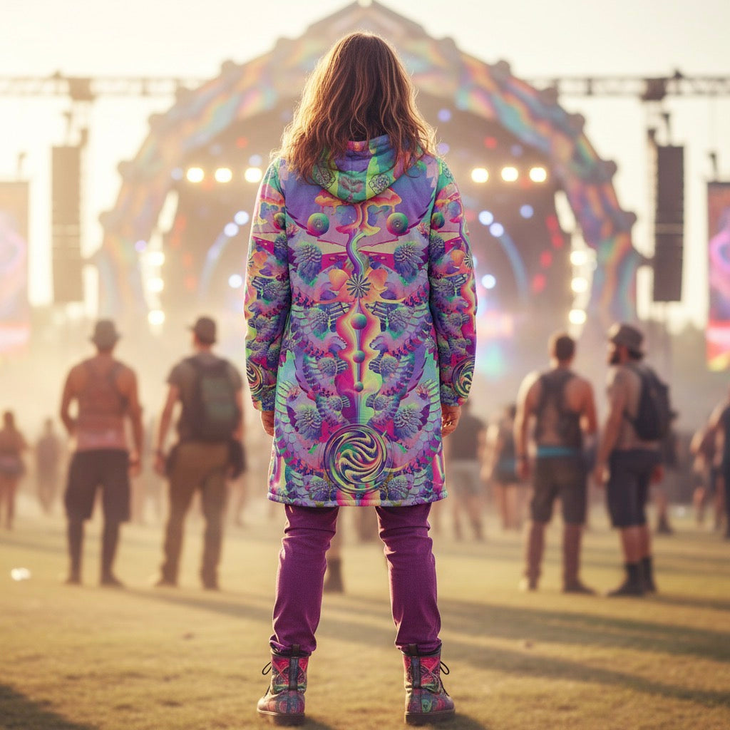 Shroom Flower Of Life Pastel Rainbow Men's Festival Cloak