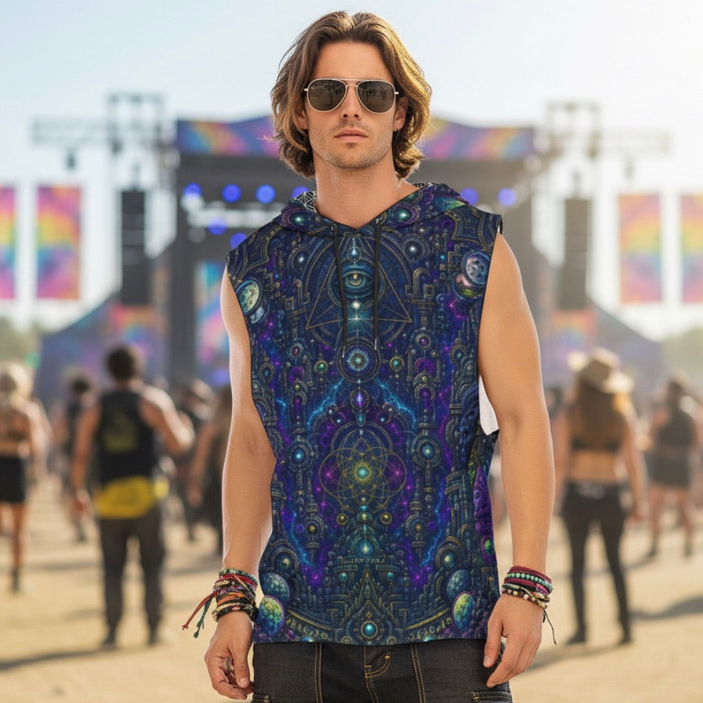 Celestial Temple Men’s Sleeveless Hoodie
