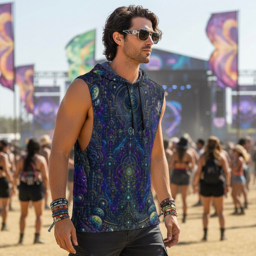 Celestial Temple Men’s Sleeveless Hoodie