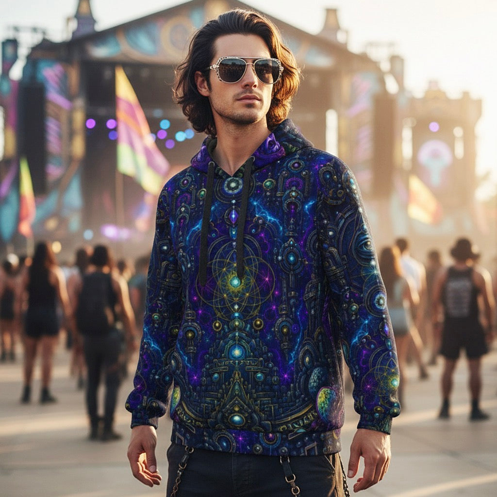 Celestial Temple Unisex Cotton Pullover Hoodie