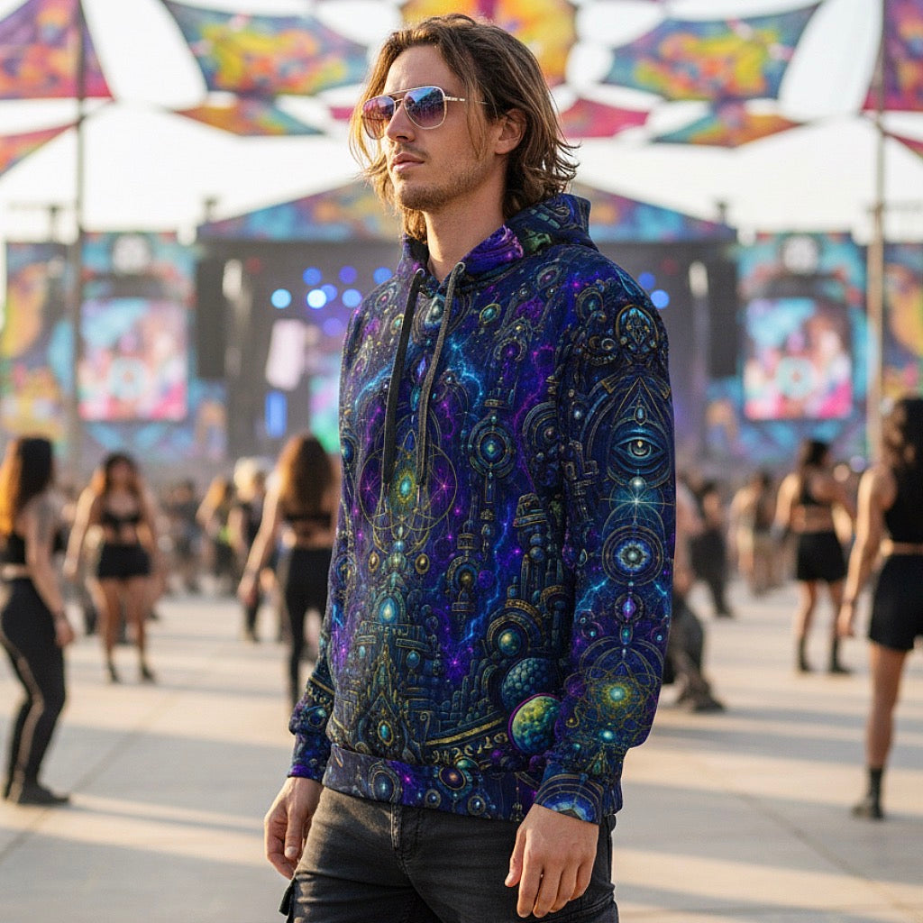 Celestial Temple Unisex Cotton Pullover Hoodie