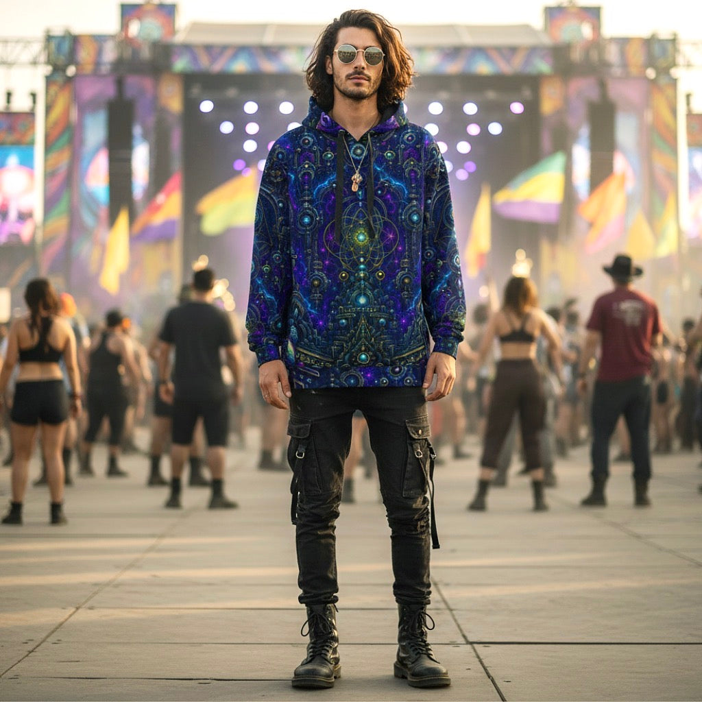 Celestial Temple Unisex Cotton Pullover Hoodie