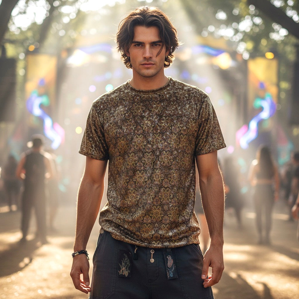 Brown Fractal Bubble Crushed Velvet T-Shirt