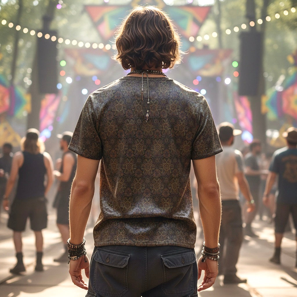 Brown Fractal Bubble Crushed Velvet T-Shirt