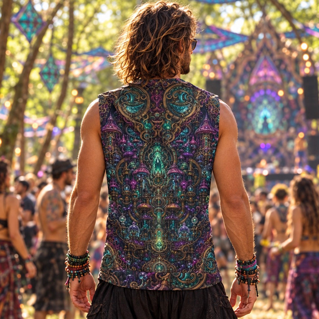 Cotton Sleeveless Hooded Tank | Crystal Shroom Kingdom