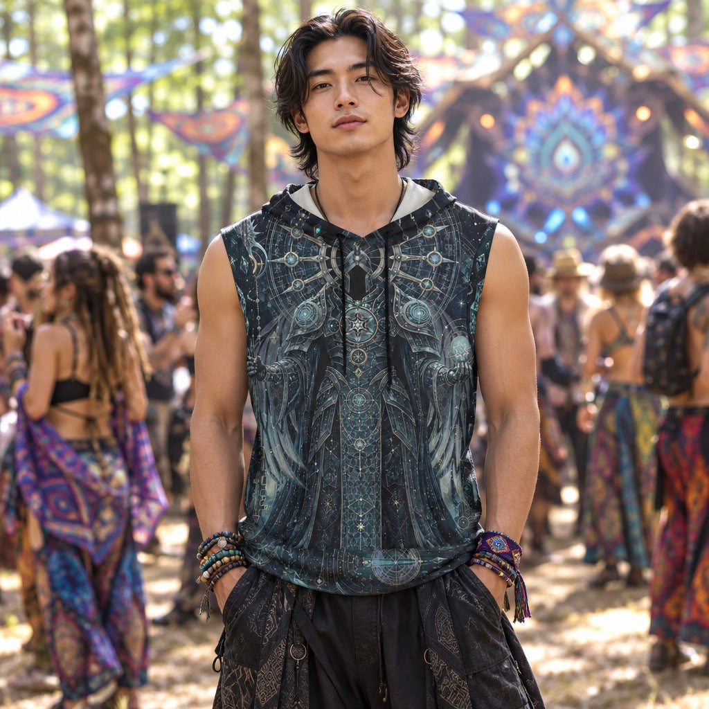 Cotton Sleeveless Hooded Tank | Cosmic Knight
