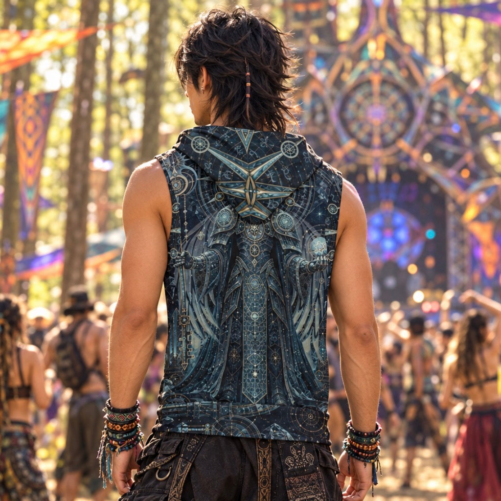 Cotton Sleeveless Hooded Tank | Cosmic Knight