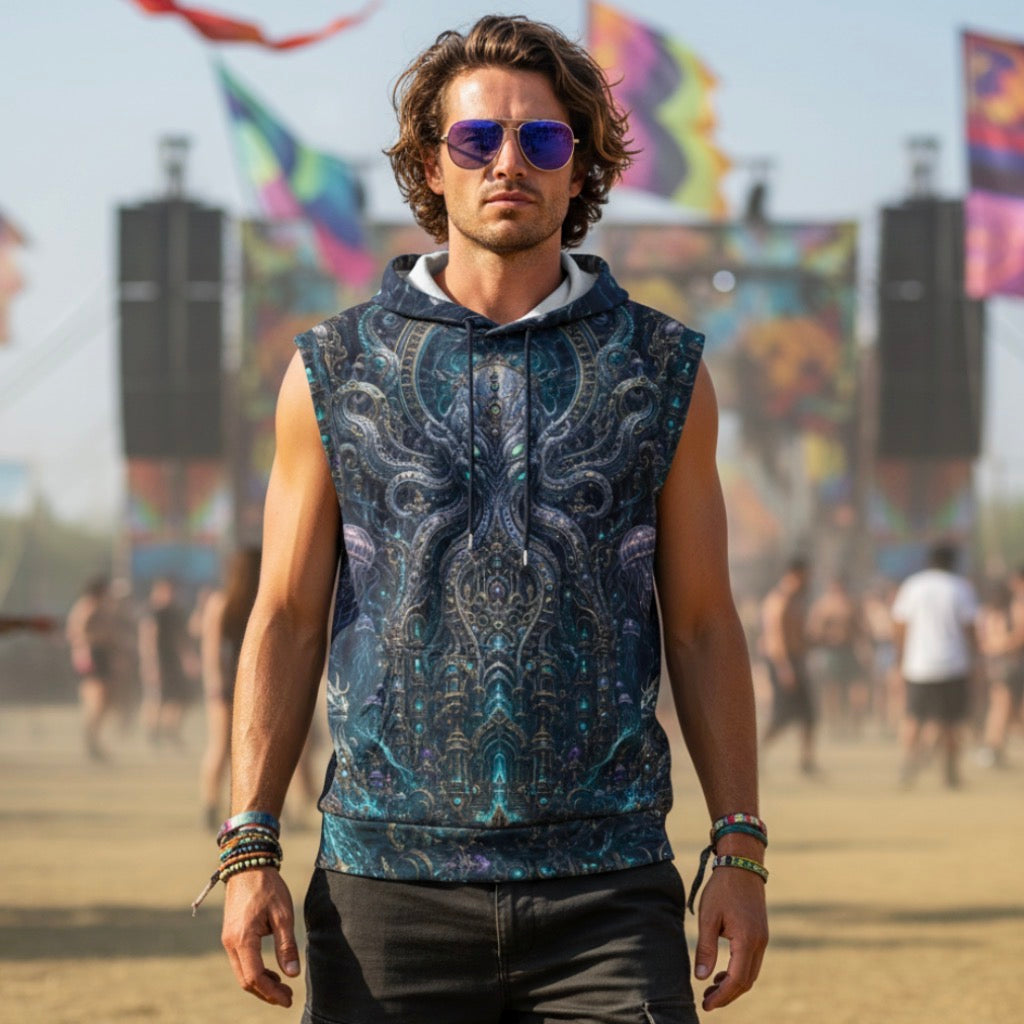 Cotton Sleeveless Hooded Tank | Mechanical Kraken