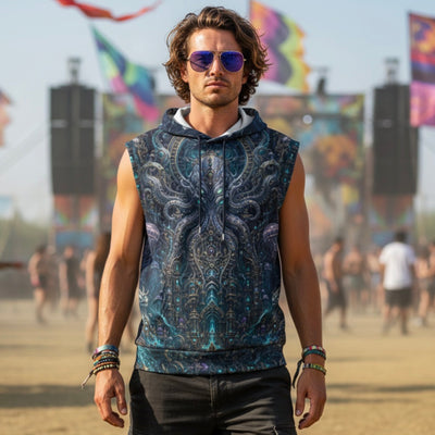 Cotton Sleeveless Hooded Tank | Mechanical Kraken