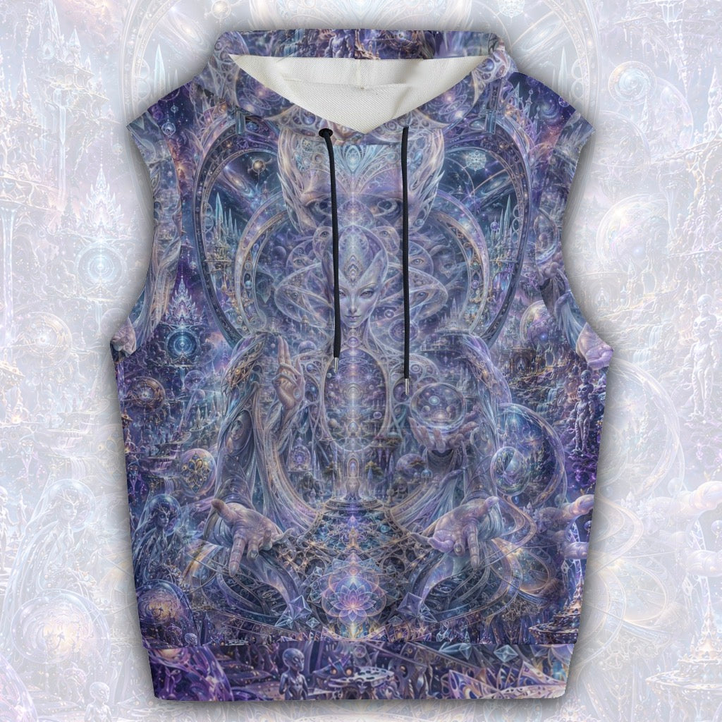 Cotton Sleeveless Hooded Tank | Galactic Alien Oracle