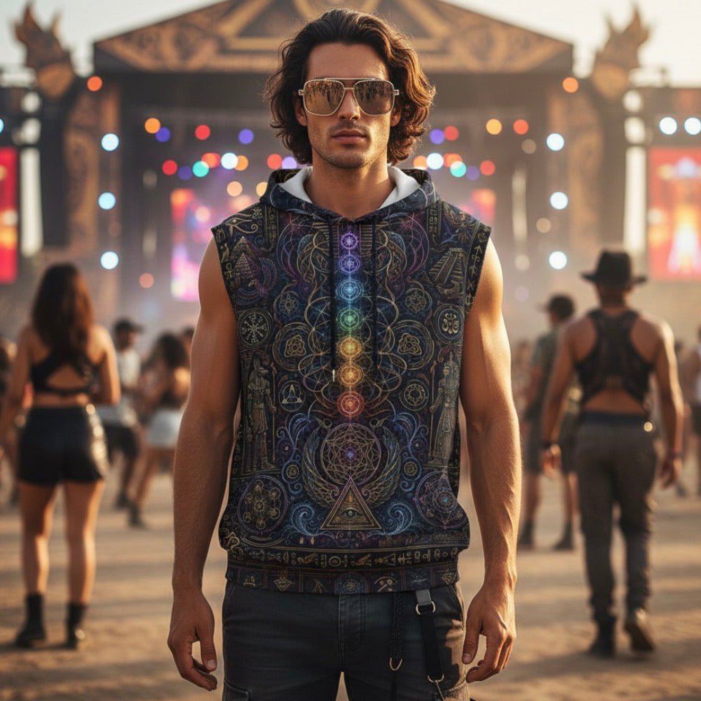 Cotton Sleeveless Hooded Tank | Mystical Egypt