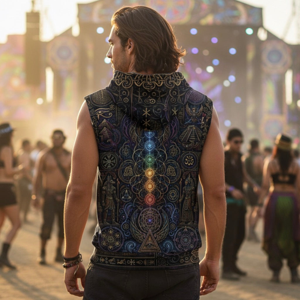 Cotton Sleeveless Hooded Tank | Mystical Egypt