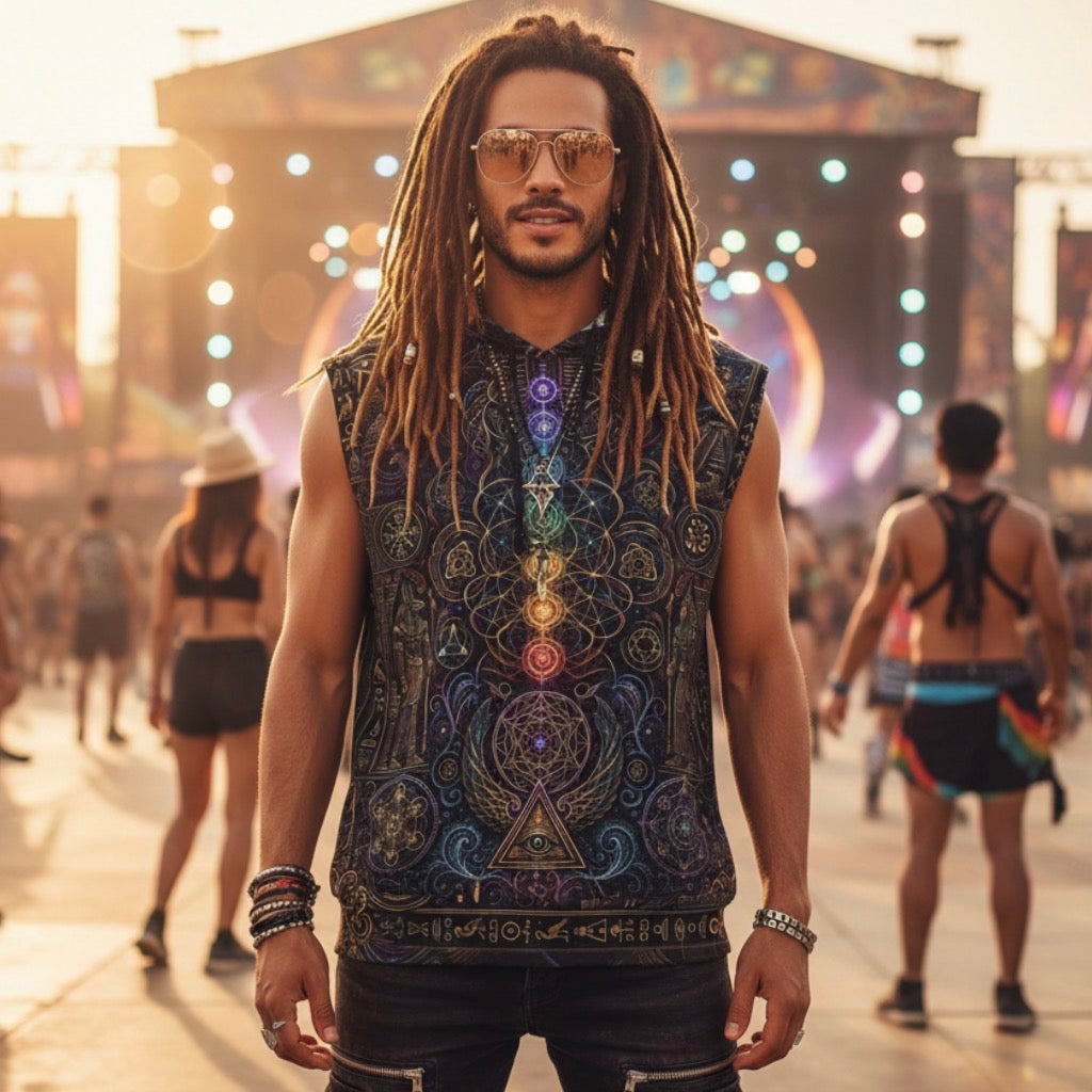 Cotton Sleeveless Hooded Tank | Mystical Egypt