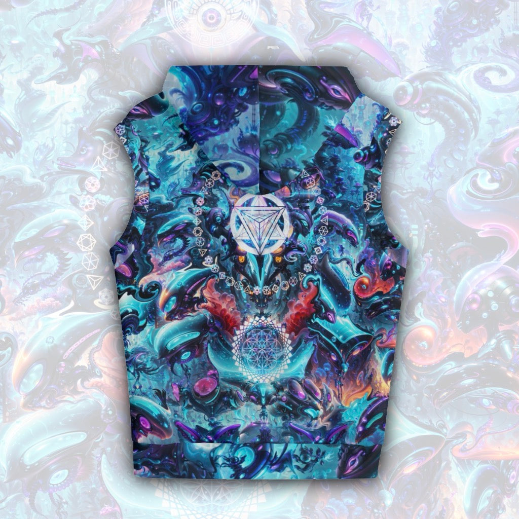 Cotton Sleeveless Hooded Tank | Alien Cyber Punk Mech
