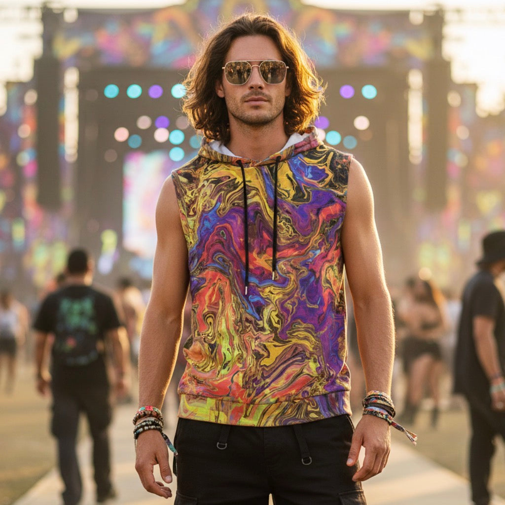 Cotton Sleeveless Hooded Tank | Liquid Fire