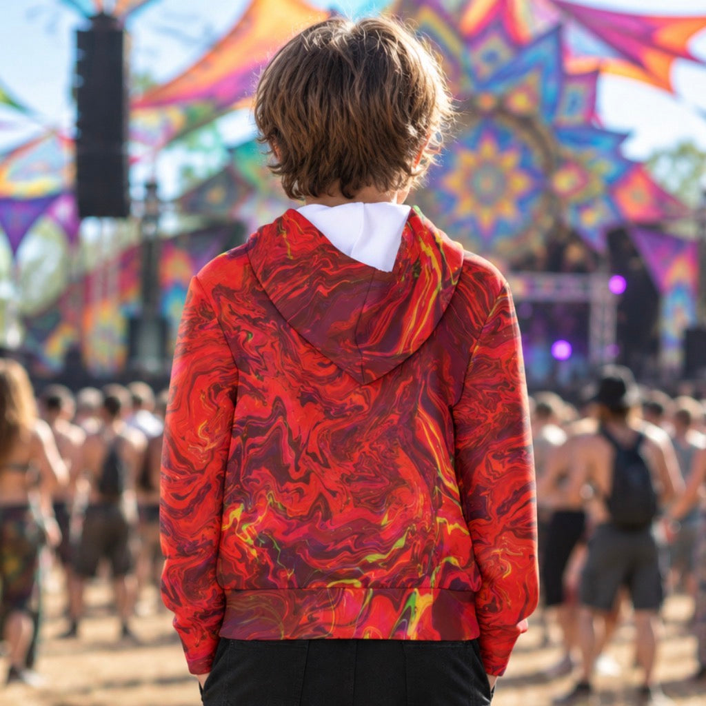 Kid's Pullover Hoodie | Red Melted Oasis