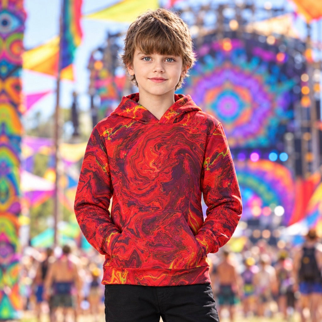 Kid's Pullover Hoodie | Red Melted Oasis