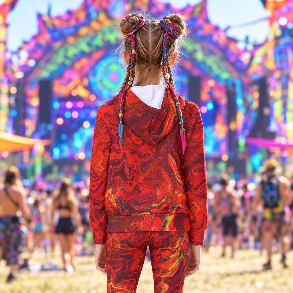 Kid's Pullover Hoodie | Red Melted Oasis