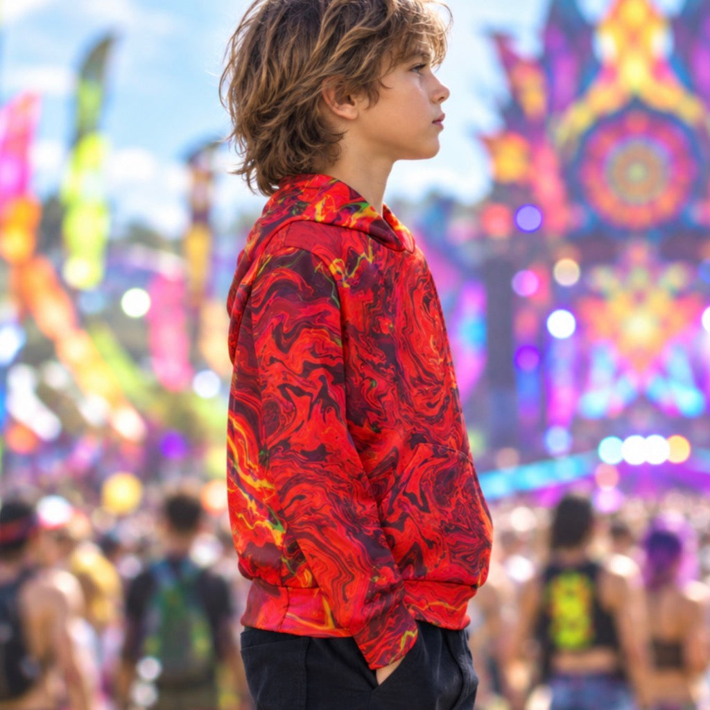 Kid's Pullover Hoodie | Red Melted Oasis