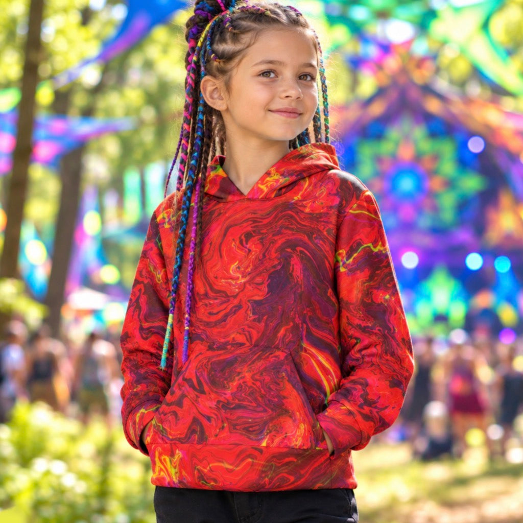Kid's Pullover Hoodie | Red Melted Oasis
