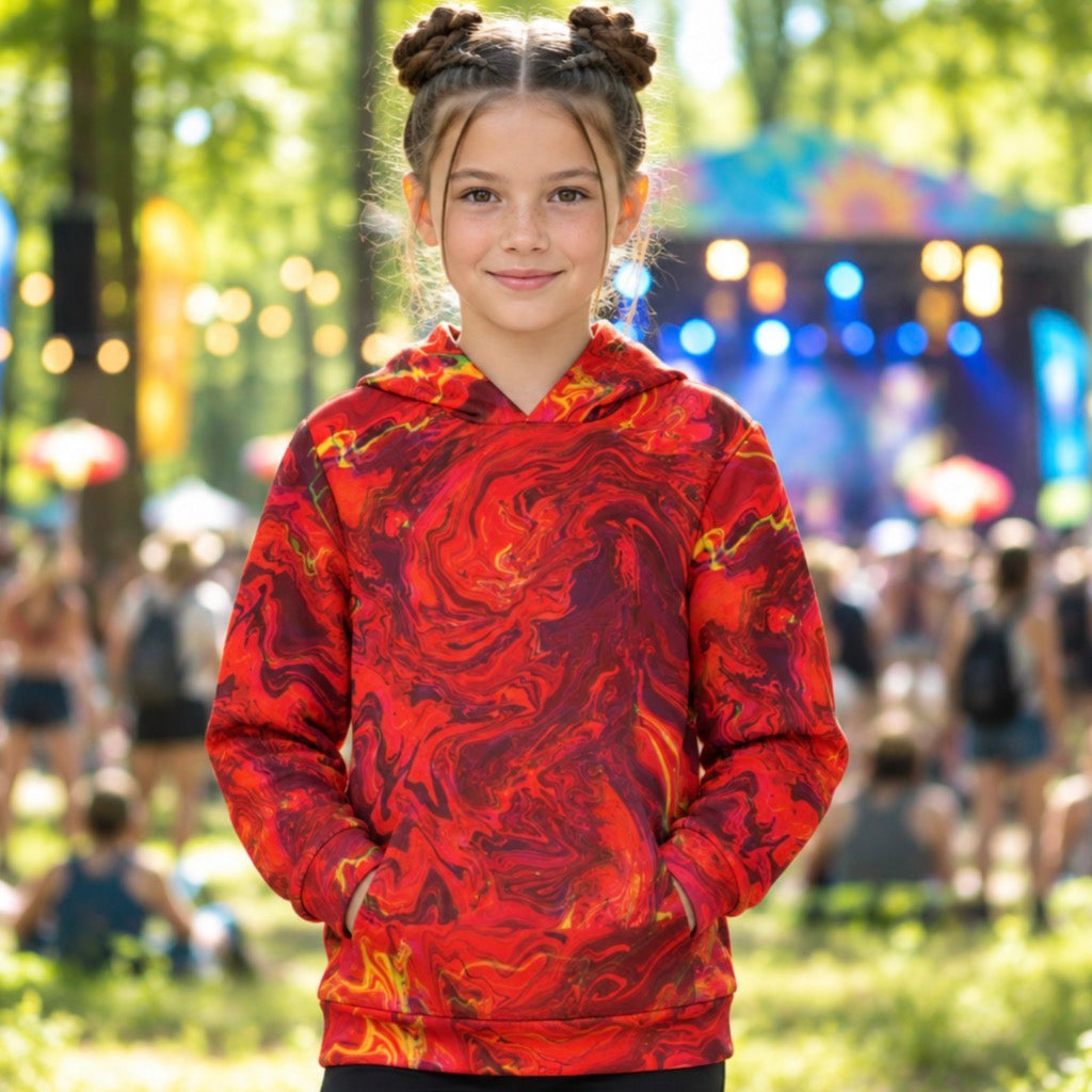 Kid's Pullover Hoodie | Red Melted Oasis