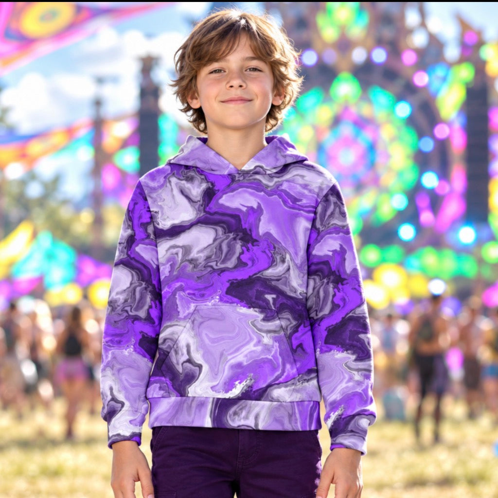 Kid's Pullover Hoodie | Purple Marble