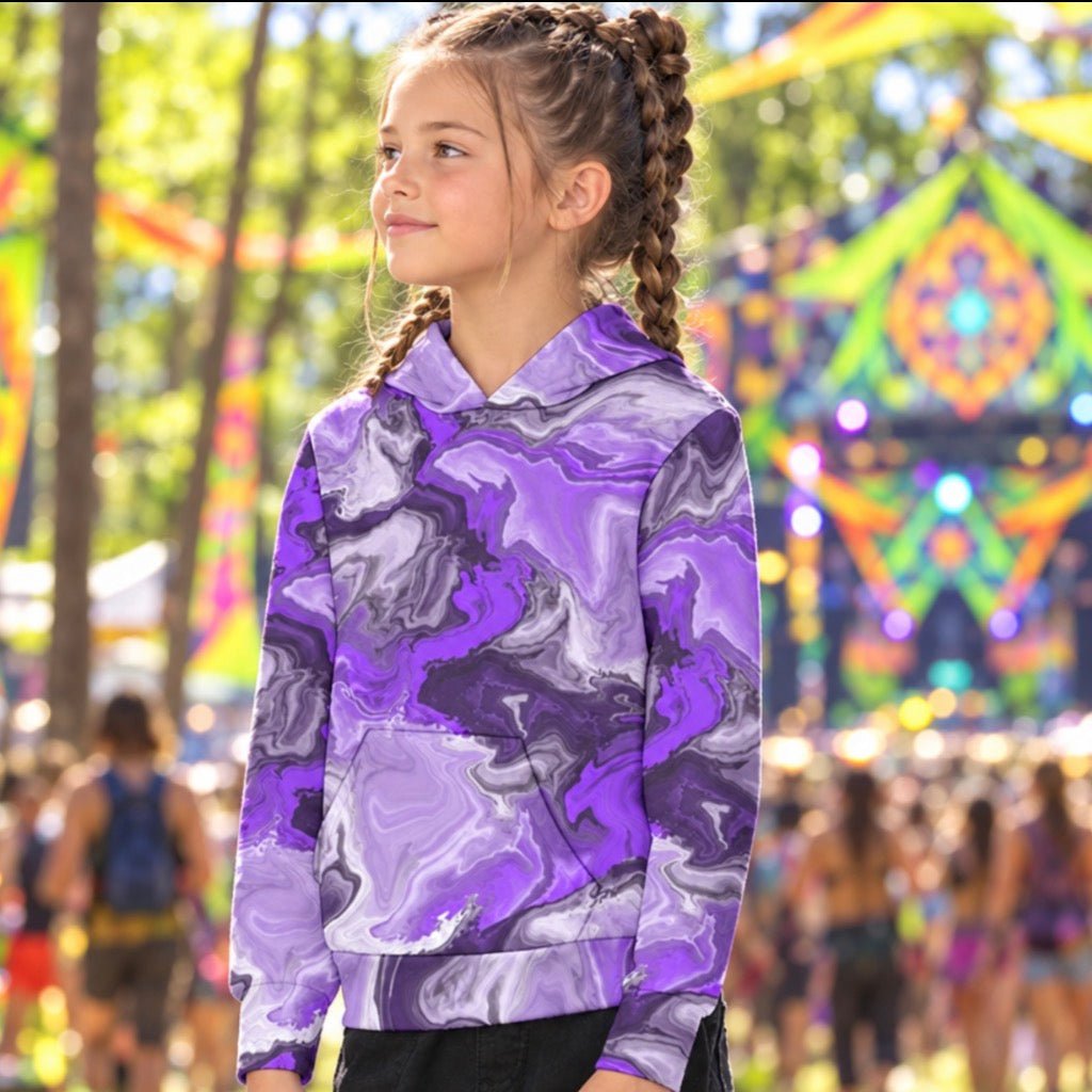 Kid's Pullover Hoodie | Purple Marble