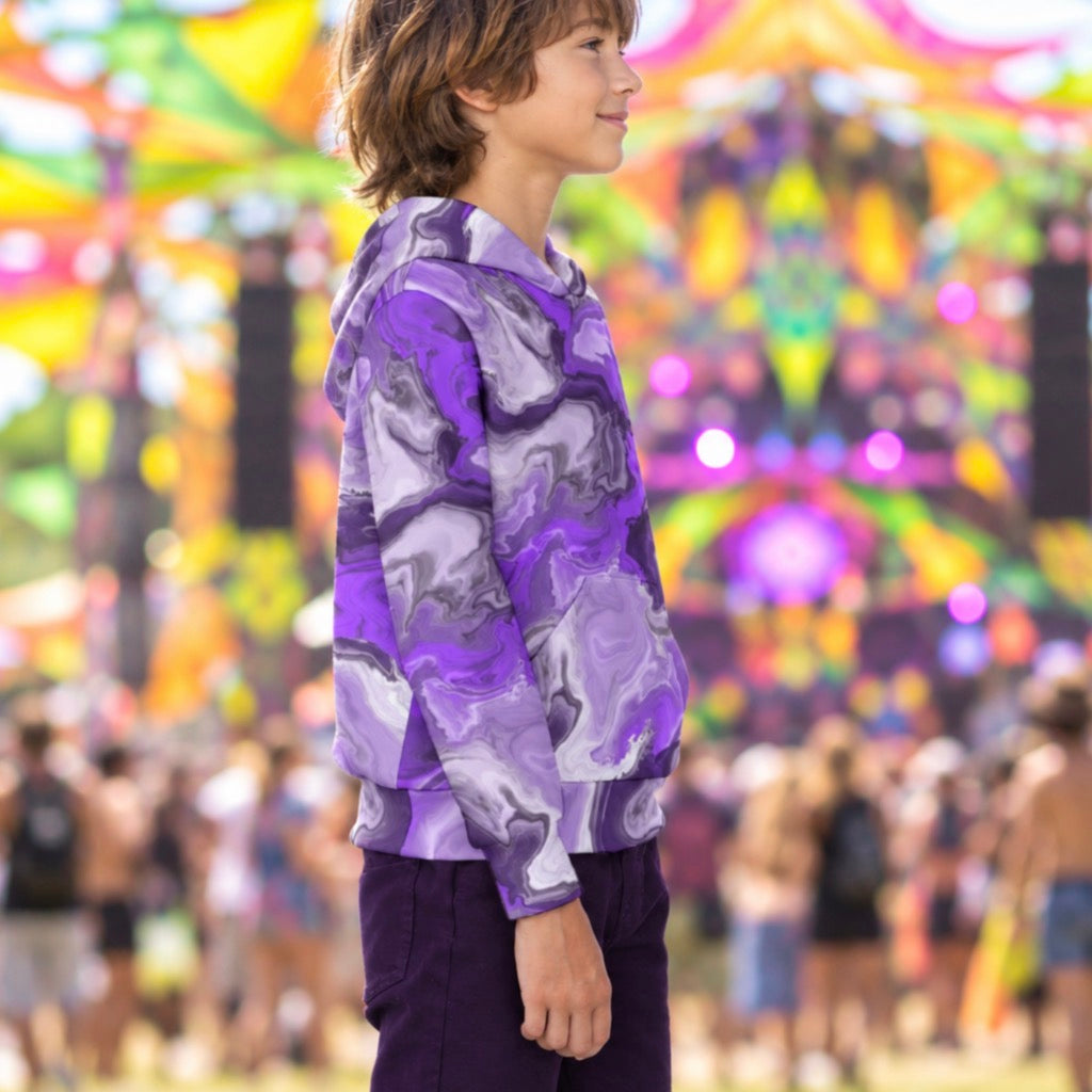 Kid's Pullover Hoodie | Purple Marble