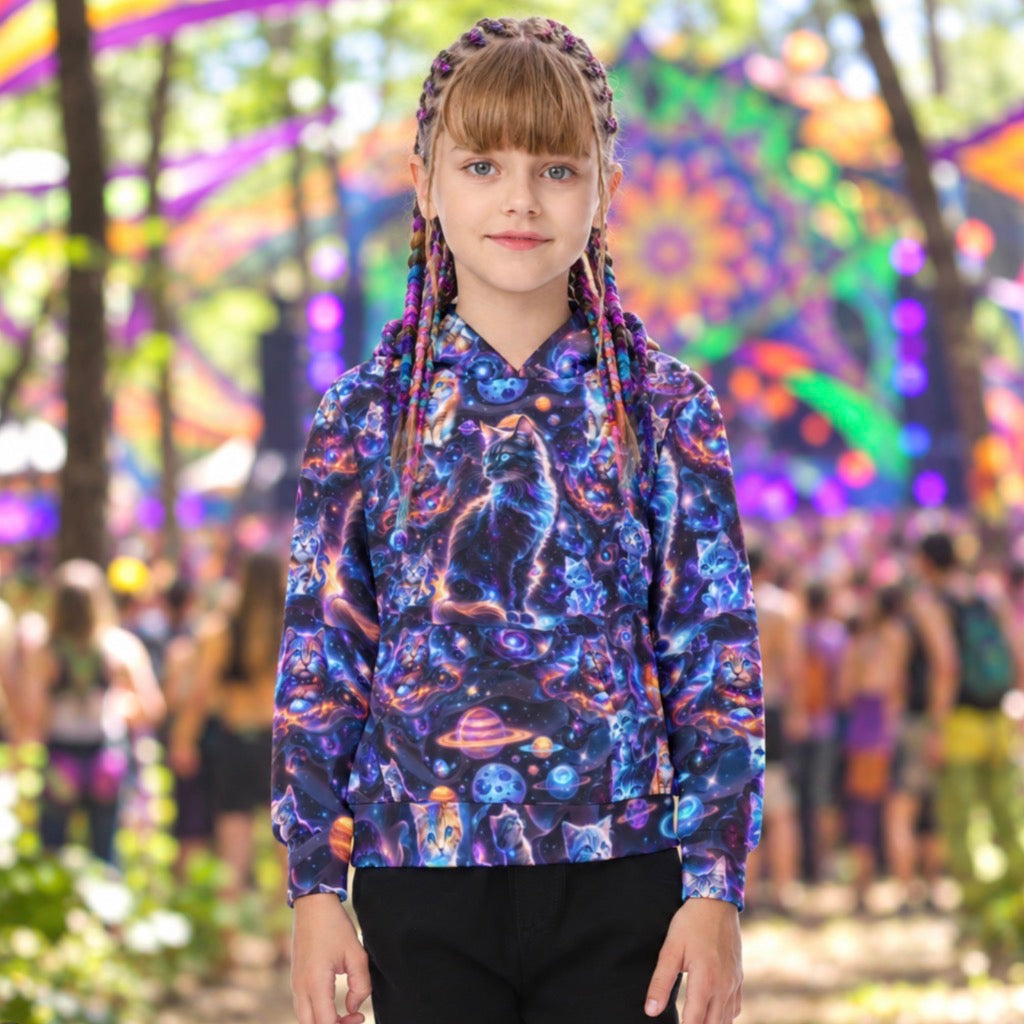 Kid's Pullover Hoodie | Space Cats