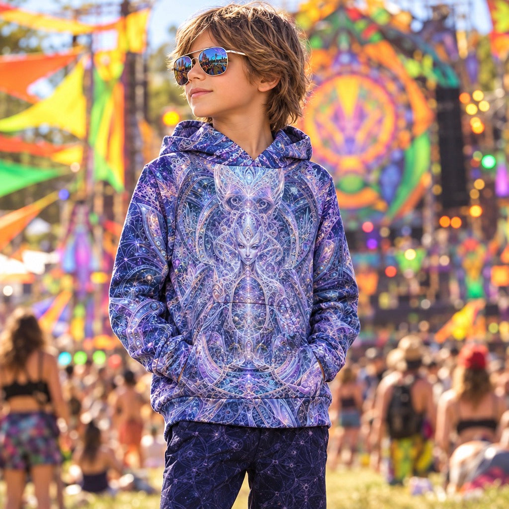 Kid's Pullover Hoodie | Galactic Alien Oracle