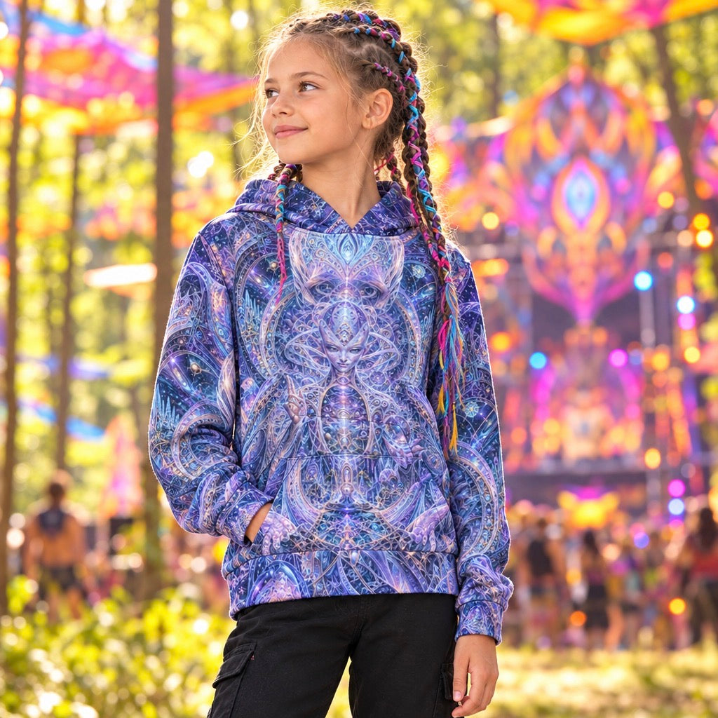 Kid's Pullover Hoodie | Galactic Alien Oracle