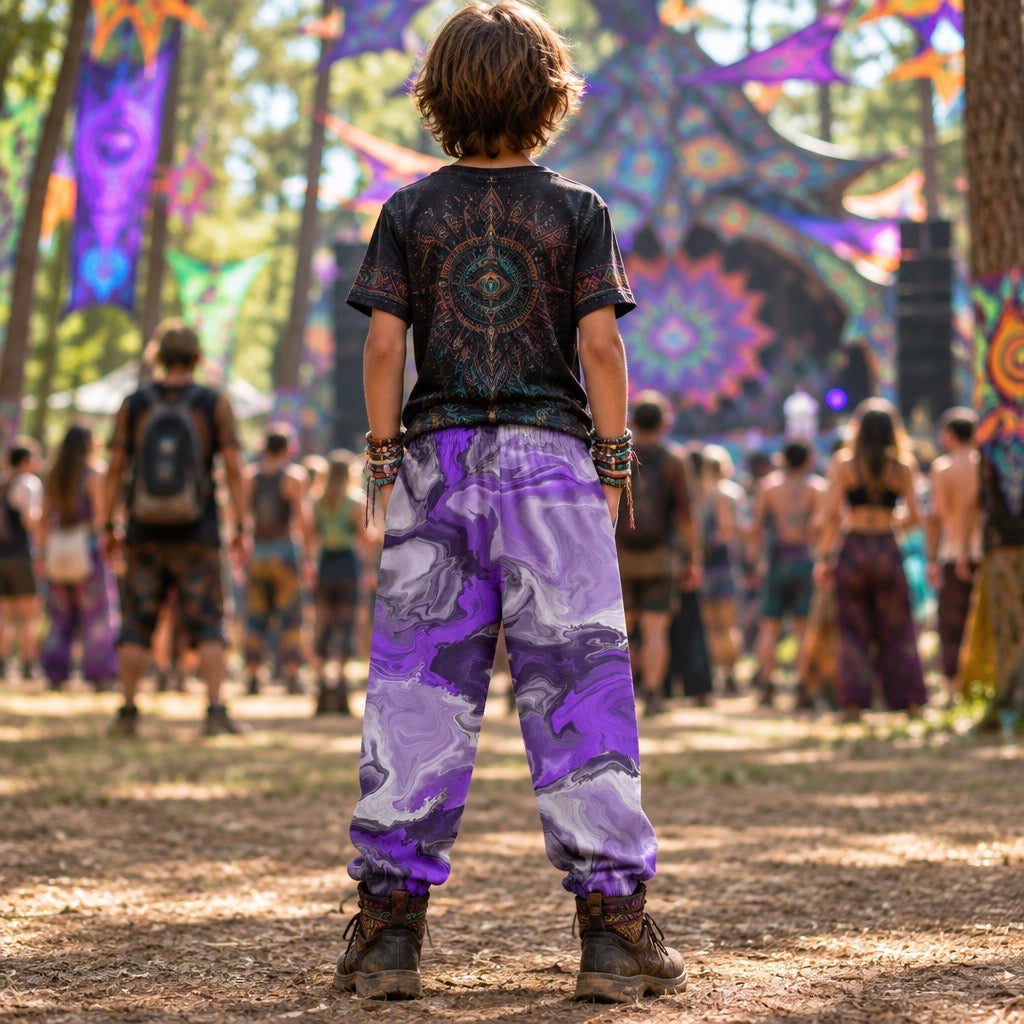 Kid's Cotton Sweatpants | Purple Marble