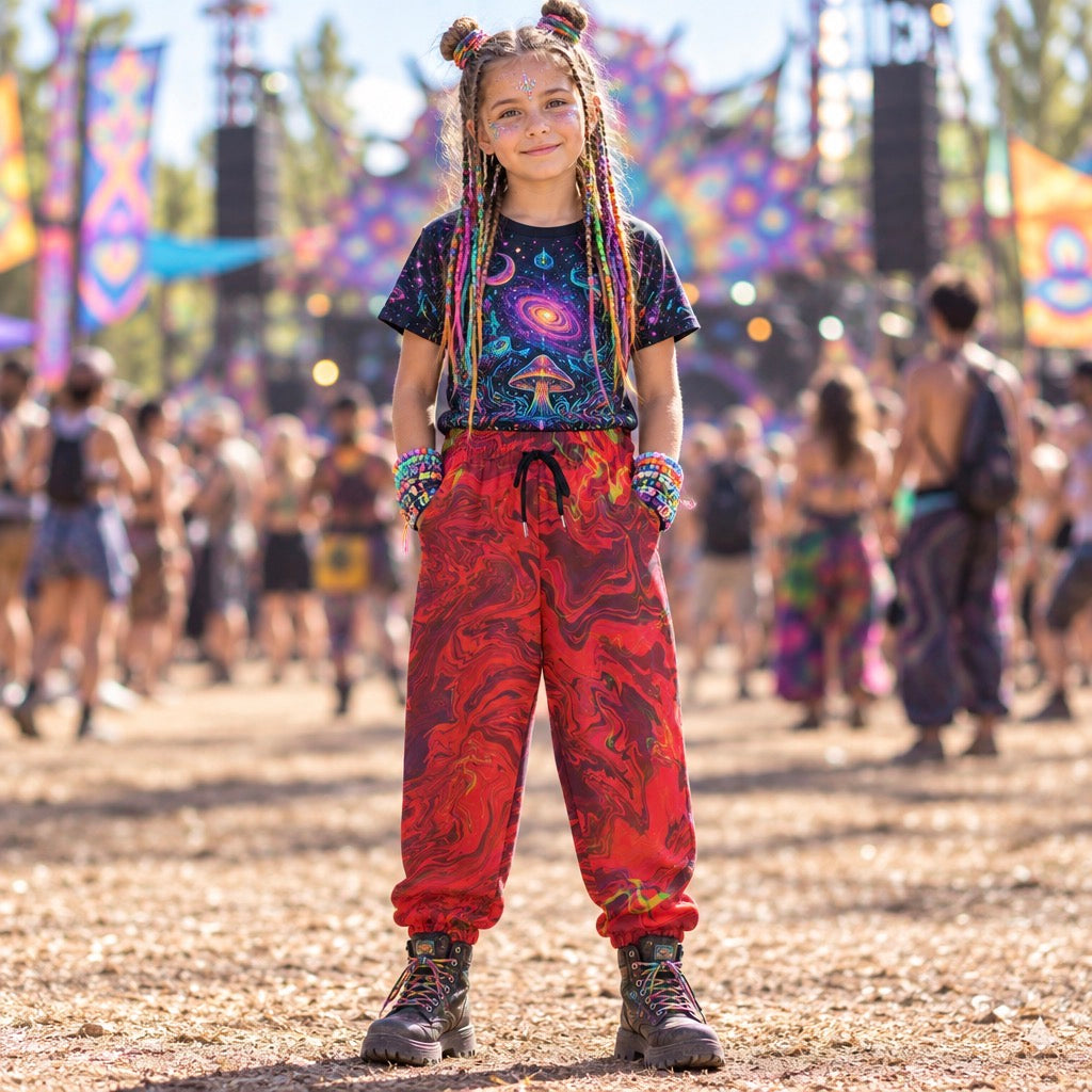 Kid's Cotton Sweatpants | Red Melted Oasis