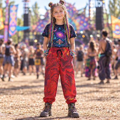 Kid's Cotton Sweatpants | Red Melted Oasis