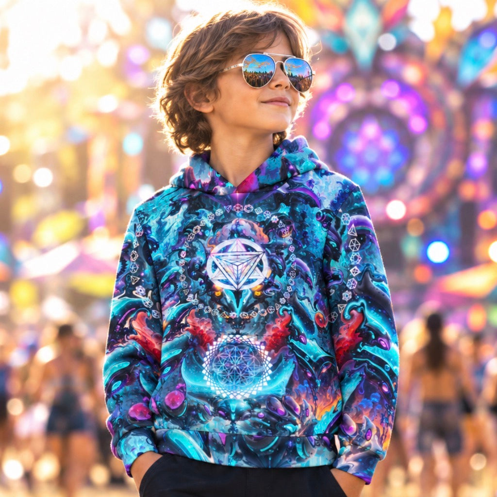 Kid's Pullover Hoodie | Alien Cyber Punk Mech