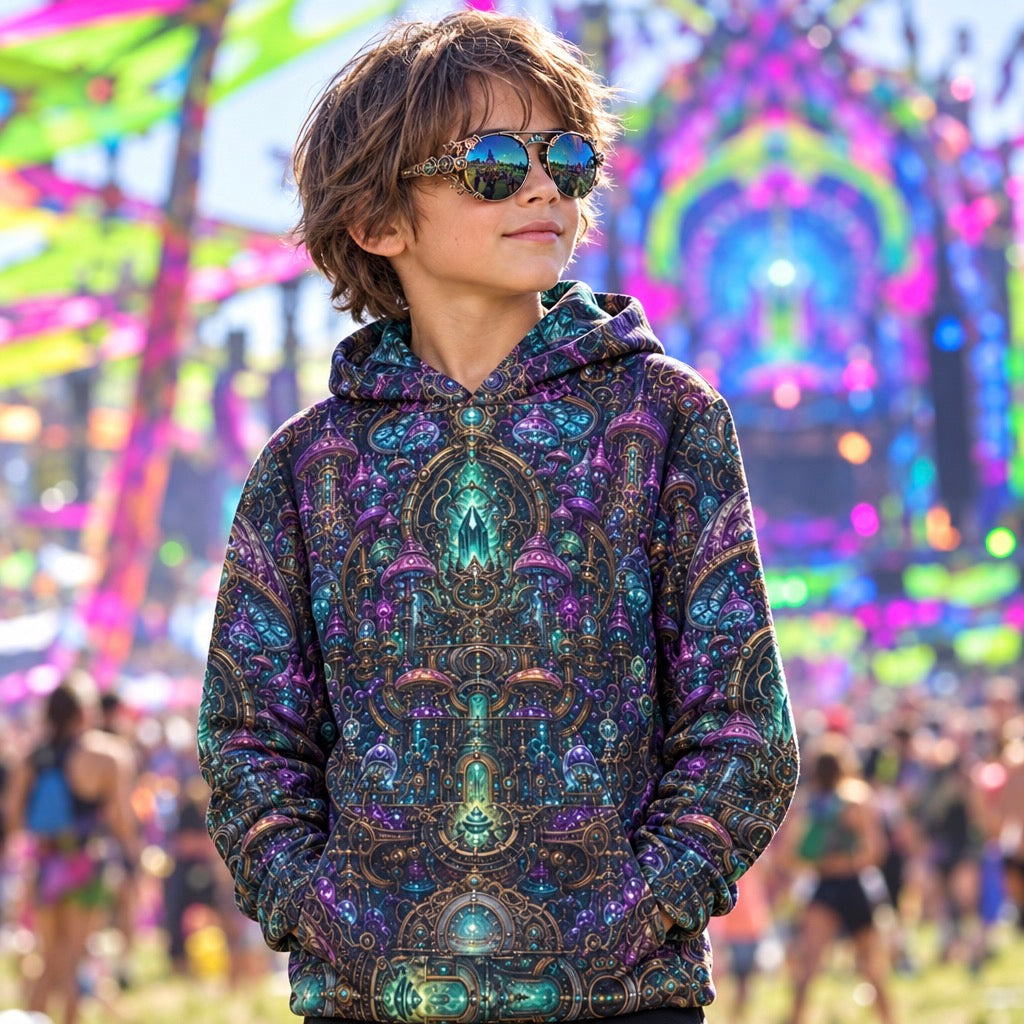 Kid's Pullover Hoodie | Crystal Shroom Kingdom