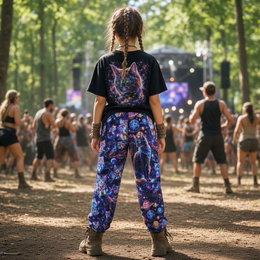 Kid's Cotton Sweatpants | Space Cats