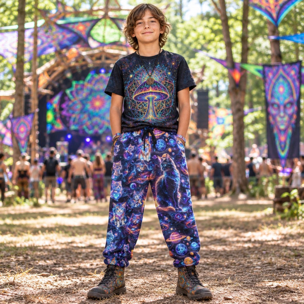 Kid's Cotton Sweatpants | Space Cats