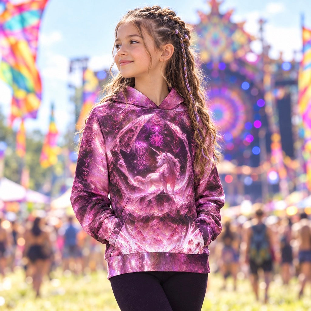 Kid's Hoodie | Rose Quartz Unicorn