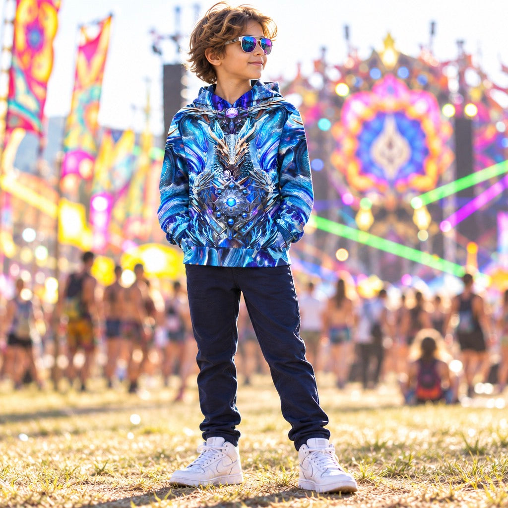 Kid's Pullover Hoodie | Electric Dragonscape