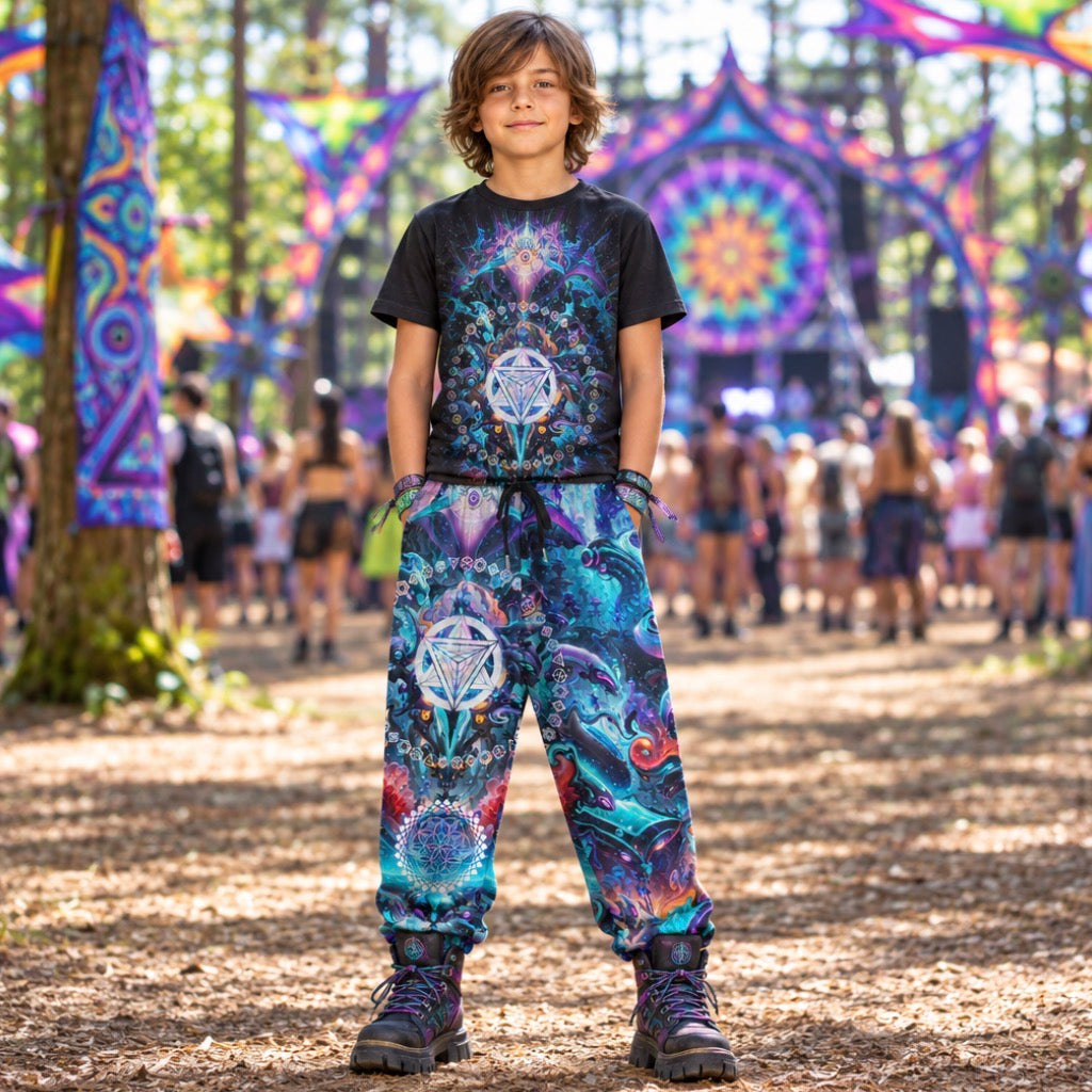 Kid's Cotton Sweatpants | Alien Cyber Punk Mech