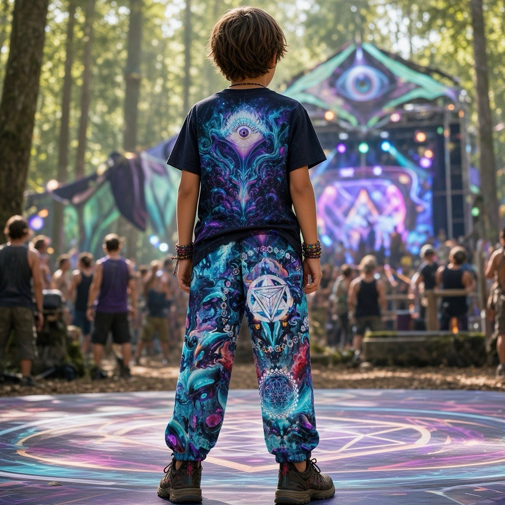 Kid's Cotton Sweatpants | Alien Cyber Punk Mech