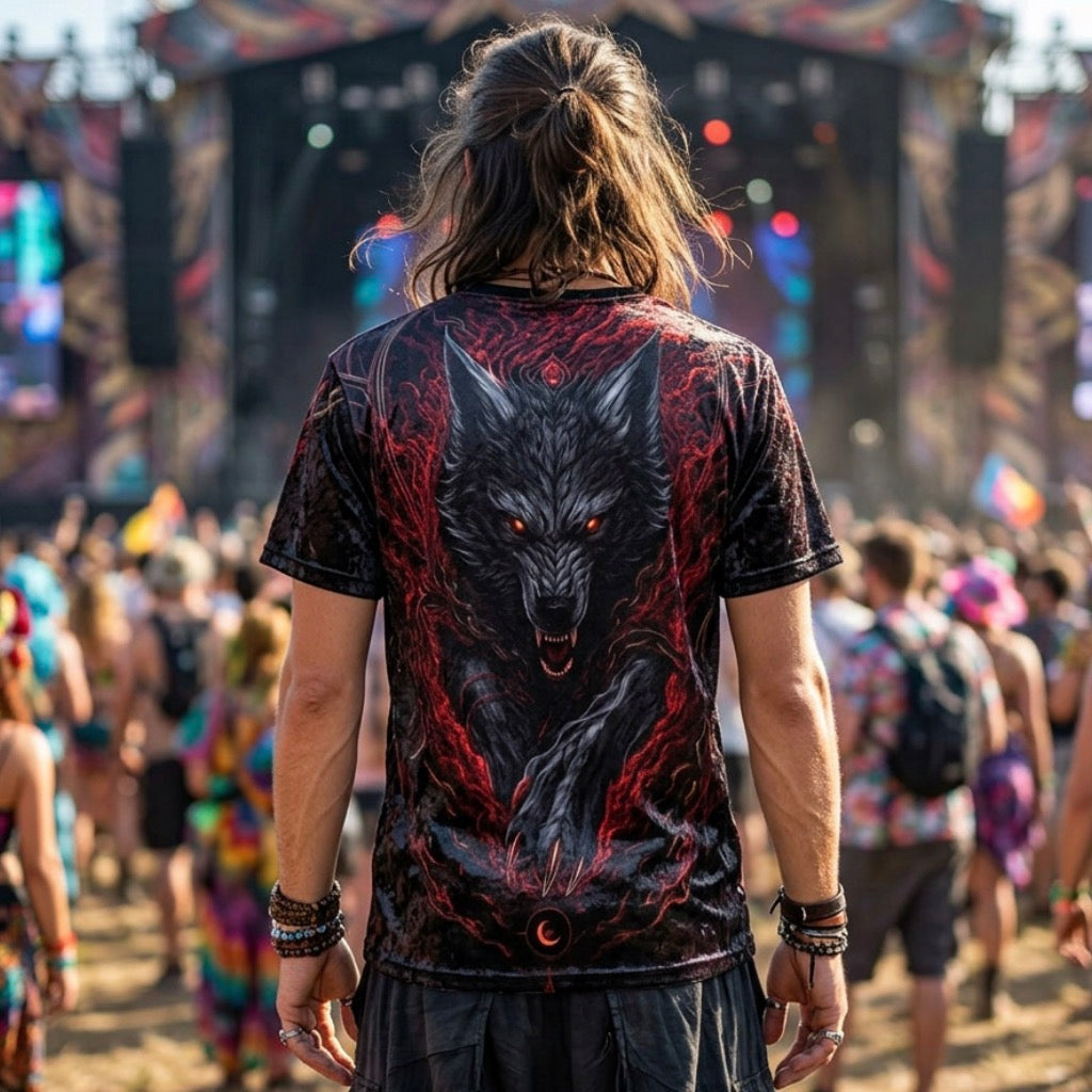Crushed Velvet T-Shirt | Crimson Fenrir