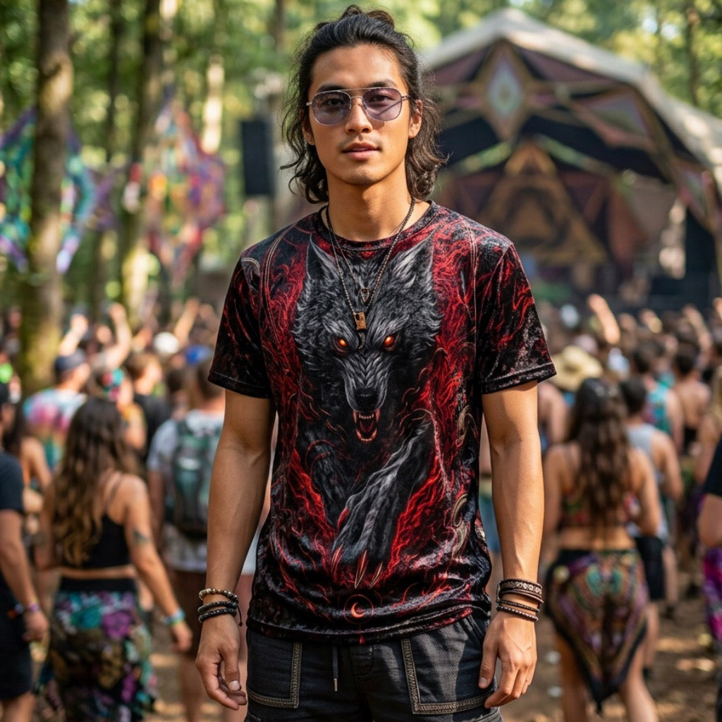 Crushed Velvet T-Shirt | Crimson Fenrir