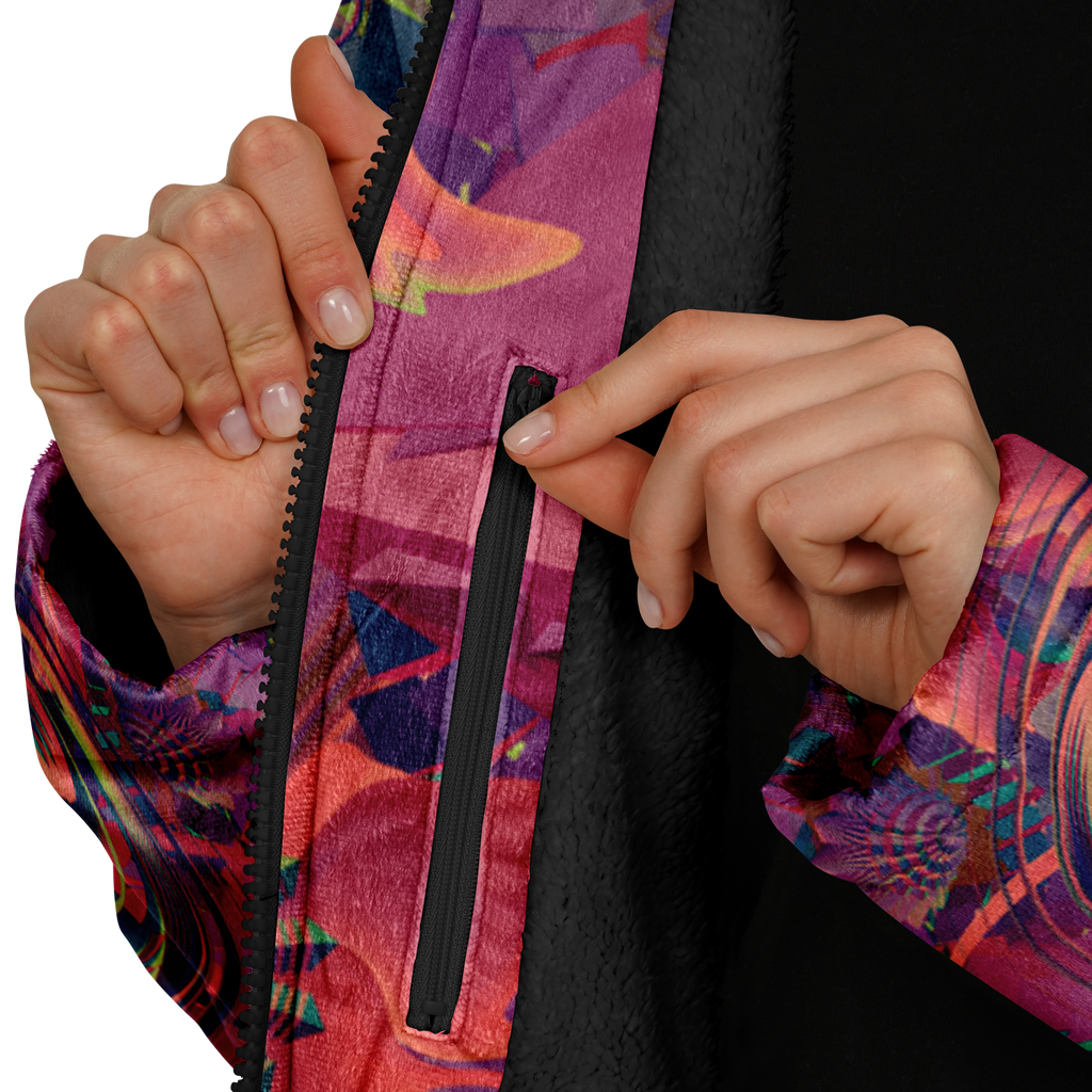 Fuchsia Shroom Flower Of Life Women's Festival Cloak