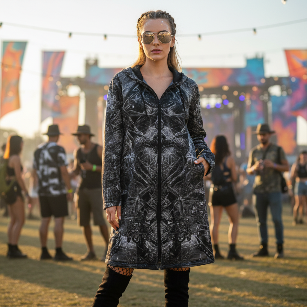 Black Cosmic Cross Women's Festival Cloak