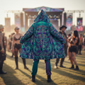 Shroom Flower Of Life Teal Men's Festival Cloak