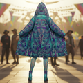 Shroom Flower Of Life Teal Women's Festival Cloak