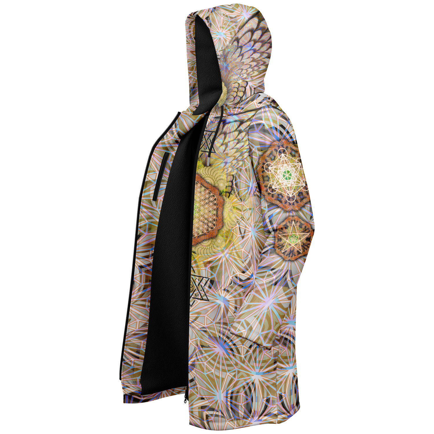 Angel Catcher Light Yellow Men's Festival Cloak back view with music festivals