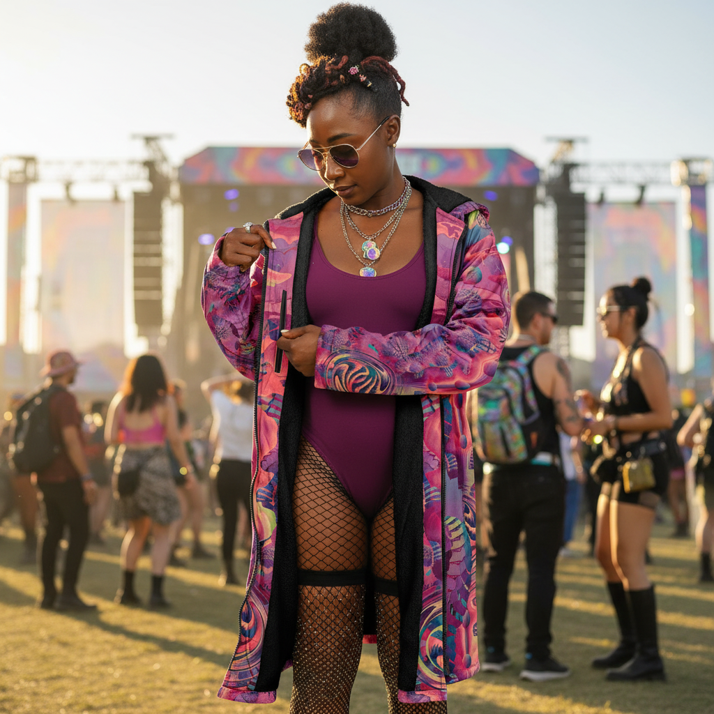 Fuchsia Shroom Flower Of Life Women's Festival Cloak